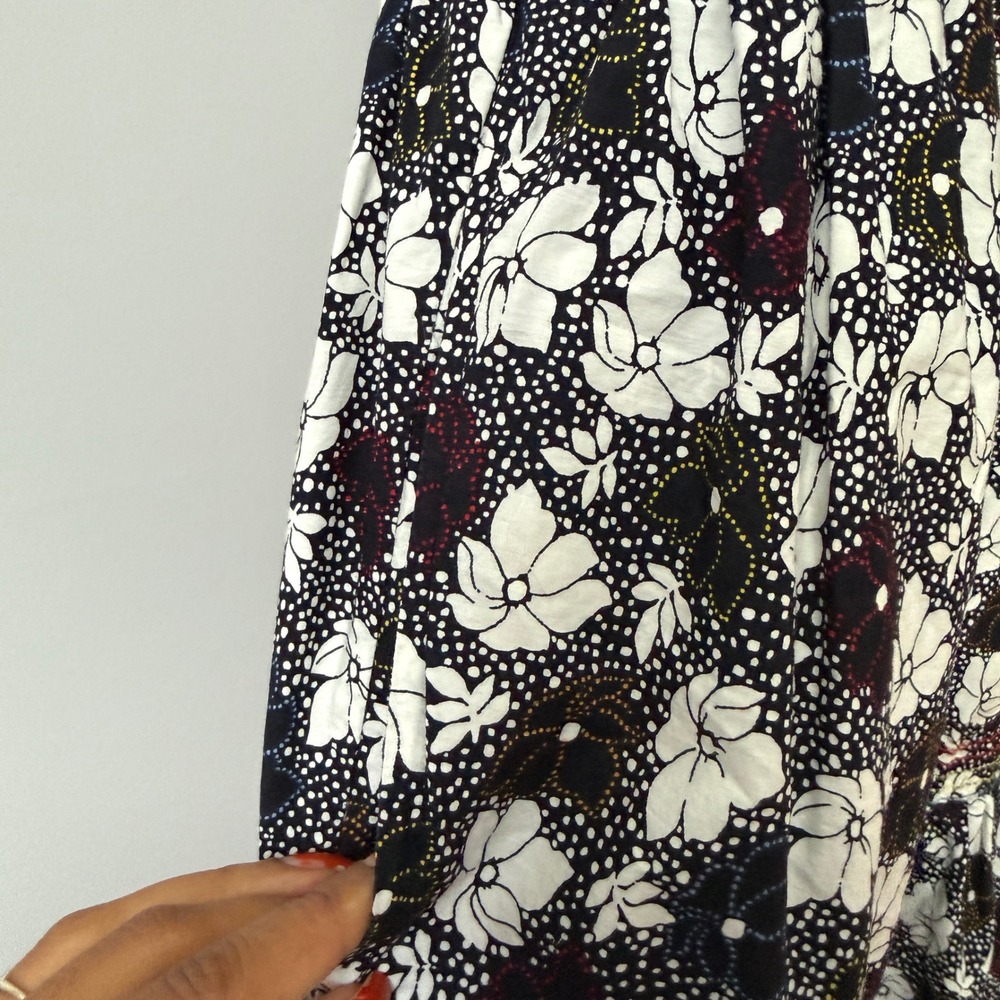 Warm NY sz 0 Floral Maxi Dress Black‎ White Tiered Resortwear Beach Lagenlook - Picture 3 of 6